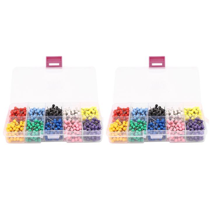 fasdaga 2000 Pieces 1/8 Inch Map Push Pins Map Tacks with Round Heads and Steel Needle Points 10 Colors (Each Color 200 PCS)