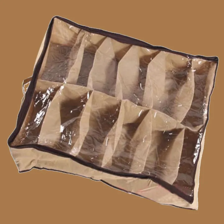 Nonwoven%20Transparent%20Creative%20Shoes%20Cabinet%20Dust-Proof%2012%20Grids%20Storage%20Bag%20Organizer%20Holder%20Under%20Bed%20Closet%20-%20Image%203