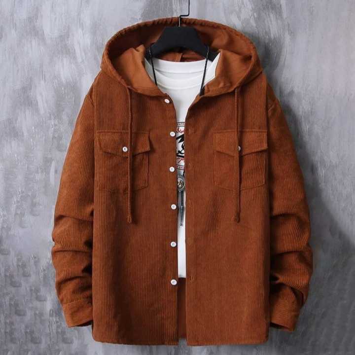 Corduroy Hooded Casual Shirt For Men SWS 160