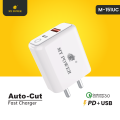 MY Power 18Watt AutoCut Charger With Pd Function And USB Output M151UC Fast Charging Adapter. 