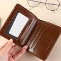 Solid Color 2 Fold Wallets Portable Leather Urban Recreational Style Anti-theft Cash Bag Credit Card Case Soft Male Leather Purse Daily Use. 