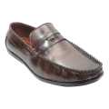 Coffee  Brown None Lace Loafer  Formal Leather Shoes For Boys. 