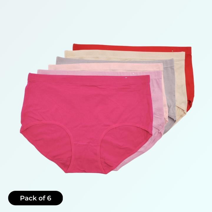 (Pack of 6) Comfy Choice Cotton Assorted Women's Hipster Panty - Fashion | Panties For Women | Women's Wear |