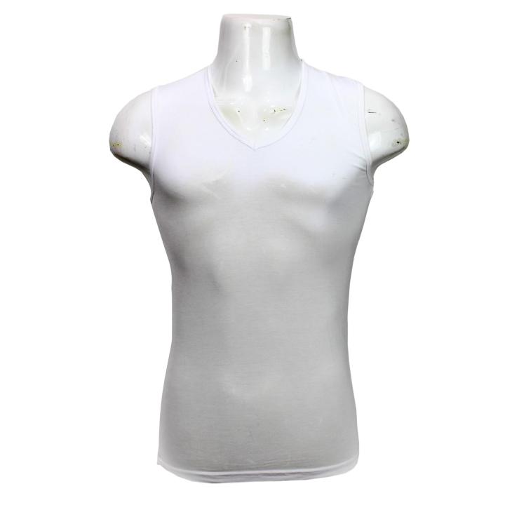 White V-Neck Cotton Tank Top For Men