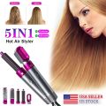 5In1 Hot Air Styler Electric Hot Air Brush Multifunctional Hair Comb Dryer Straightener Curler And Volumizer. 
