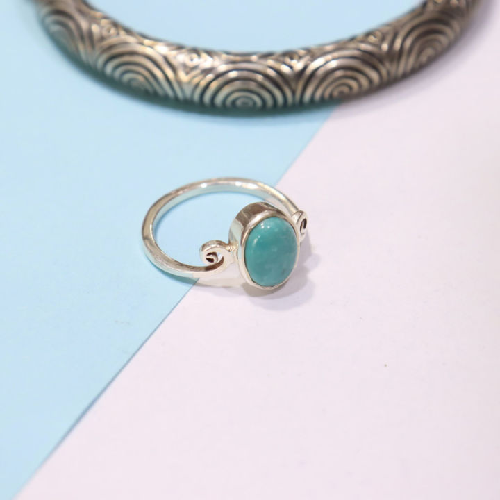 Original Turquoise Stone Pure Silver Ring For  Women