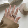 【Recently popular】2-piece set ~ Food Finger Ring Retro Ins Fashionable Pearl Opening Ring Women's Niche French Court Elegant Flower Ring. 
