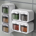 Wall-Mounted Kitchen Seasoning Box Set - Condiment Storage Organizer with Door, Spice Jars for Home,Kitchen Gadgets B. 