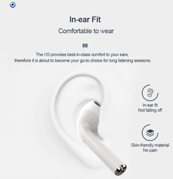 I10%20Tws%20Bluetooth%205.0%20Earbuds%20Tap%20Control%20Automatically%20Pairing%20-%20White%20-%20Image%202