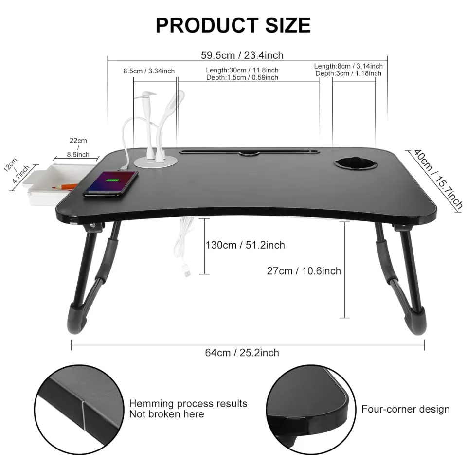 Foldable Laptop Bed Desk with A Drawer Foldable Laptop Bed Desk with A Drawer