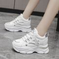 Women's Korean Style Thick Sole Running Sneakers - Breathable Mesh with Lace Beads. 