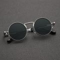 ZOO Shades Round Sliver Metal Frame Spring Ponk Sunglasses For Men. 