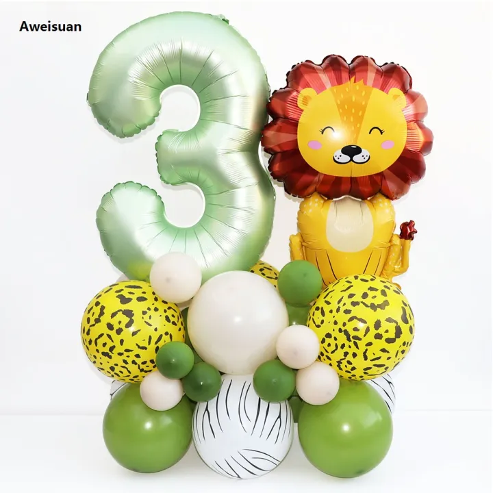 Aweisuan%2035pcs/set%20Jungle%20Safari%20Animal%20Olive%20Green%2032inch%20Number%20Balloons%20Luxury%20Set%20Kids%201%202%203%204%20Years%20Wild%20One%20Birthday%20Party%20Decorations%20-%20Image%203