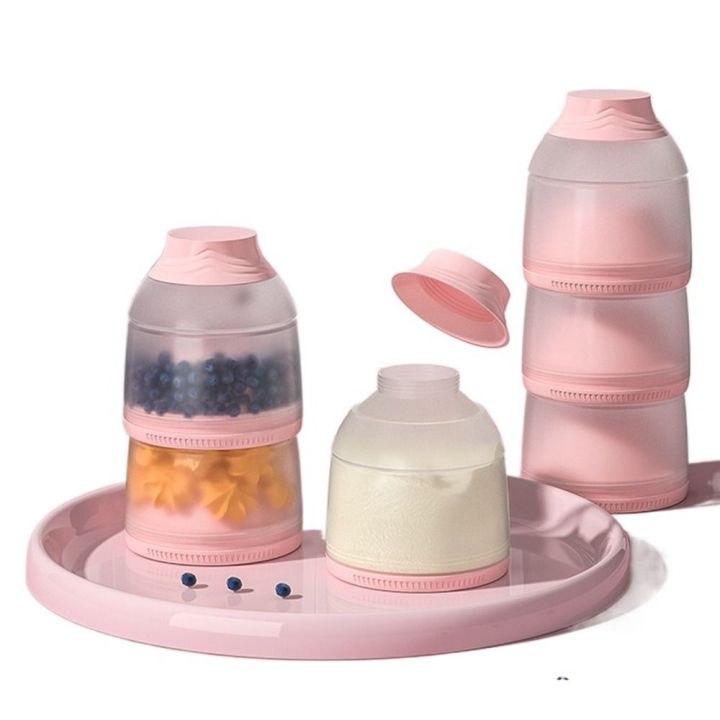 Cute Shape 3 Layers Baby Milk Powder Box Compartment Sealed Kids Snack Container BPA Free Stackable Portable Formula Dispenser Travel