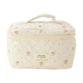 Portable Floral Graphic Cotton Quilted Makeup Bag Large Striped Polka Dots Travel Makeup Bag Graffiti Cute Organizer Women Girls. 