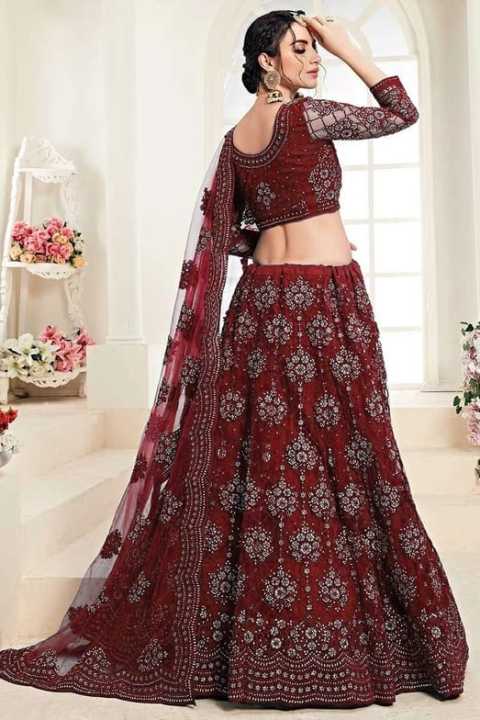 Fabdale%20Maroon%20Embroidered%20Semi%20Stitched%20Lehenga%20Choli%20with%20Dupatta%20%7C%20Wedding,%20Party%20&%20Festive%20Wear%20(ZLMF-005)%20-%20Image%203