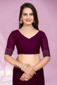 Fashionable Embellished Bollywood Georgette Saree in Purple for Modern Women With Unstitched Blouse. 