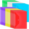 24Pack Plastic Envelopes with Snap Closure, Plastic File Folders for Documents A4 Clear Envelopes Folders,File Bags About 33x24cm. 