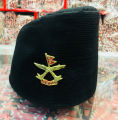 Bhadgaunle Topi/ Kalo Dhaka Topi With Khukuri Cross Flag Lapel Pin For Men. 