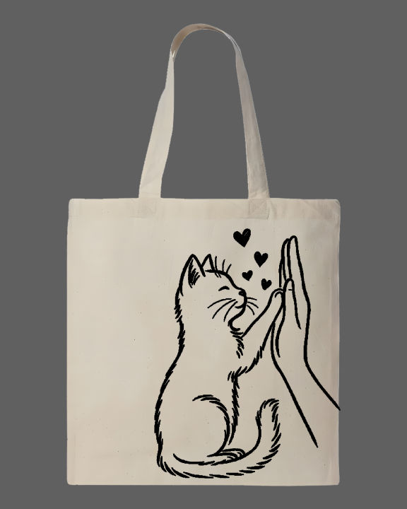 Cat%20High-Five%20Printed%20Canvas%20Tote%20Bag%20%7C%20Cute%20Kitten%20Art%20Eco-Friendly%20Cotton%20Shoulder%20Bag%20-White,%20Black%20-%20Image%203