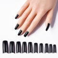 Nail pressing, artificial, fake, reusable, black patches, french finished 100 pieces, half nails, red pink nails, wear DIY coffin tips. 