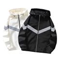 Unisex Summer Stretchable Wrinkle Grey Matching Single Layer Windcheater. 