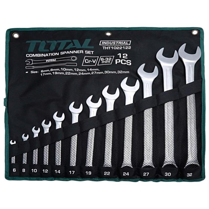 Total 6-32mm 12 Pcs Combination Spanner Set Cr-V Industrial THT1022122