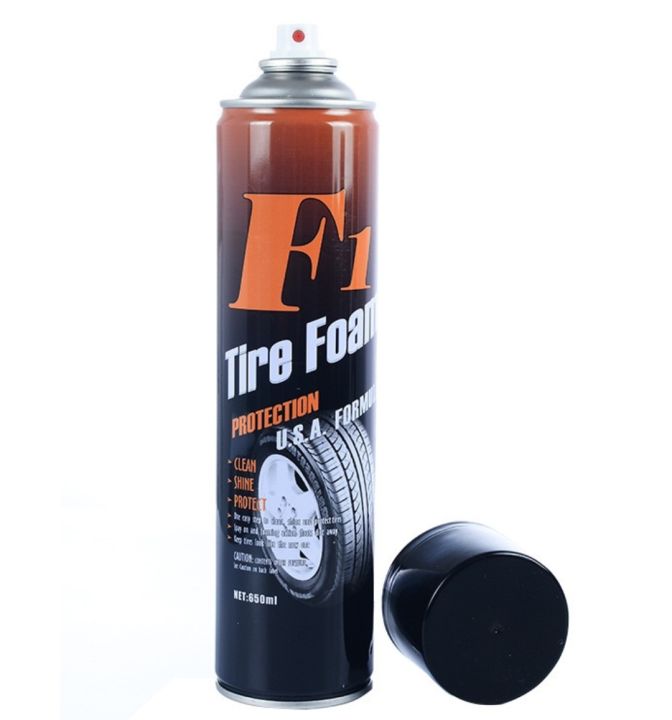 F1 Tire Foam 650 ml, Tire Cleaner, Best Care For Car Tire (Tyre Foam), Clean Shine and Protect