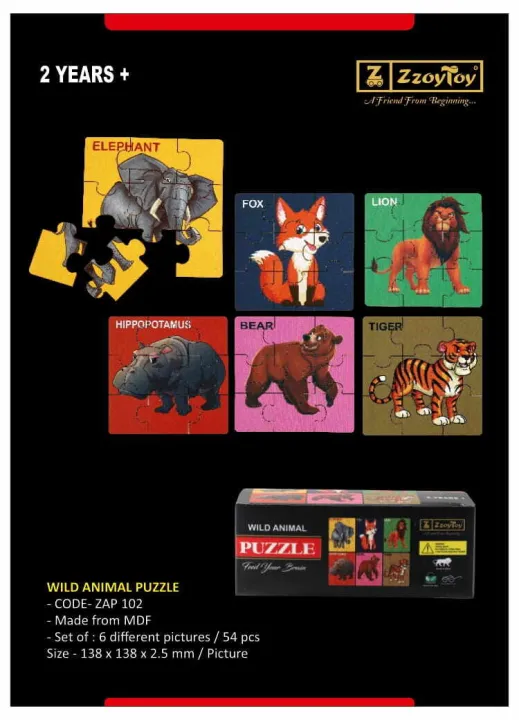 Zzoytoy%20Wild%20Animal%20Zigsaw%20Puzzle%206%20Puzzles,Set%20Of%206%20Different%20Pictures%2054%20Piece%20Round%20Jigsaw%20Puzzle%20-%20Image%204