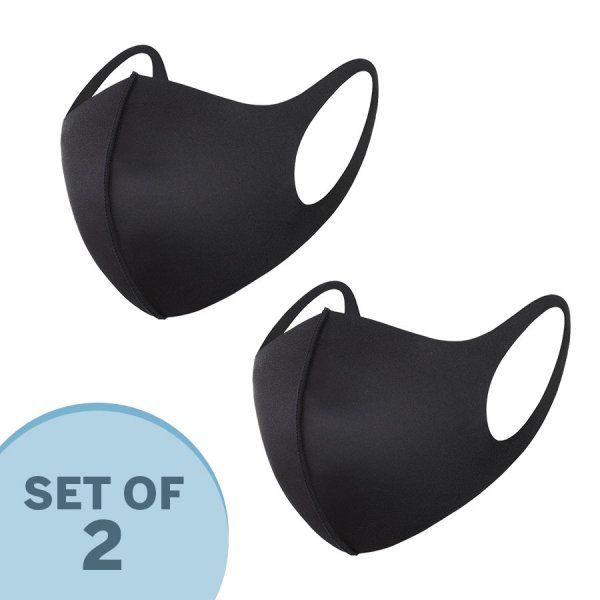 Pack Of 2 Black Ice Silk Anti-Pollution Adult Fashion Face Mask By Ramesh Impex