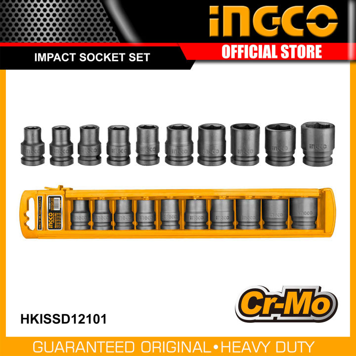 INGCO 10 Pcs 1/2 Impact Socket Set HKISSD12101 :Size: 10,12,13,14,15,17,19, 21, 22, 24