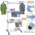Folding Drying Rack Clothes Rack 3 Tiers Clothes Laundry With Wheels Cloth Shoes Hanger. 