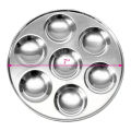 Stainless Steel Ritual Tray Puja Thali With 7 Compartments - 7" Diameter. 