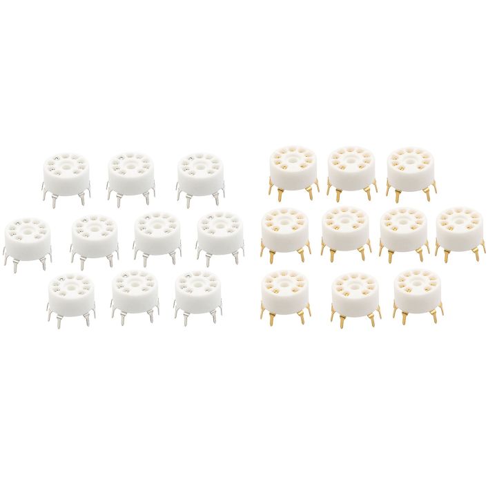Kqueebee 20PCS PCB 9Pin Ceramic B9A Vacuum Tube Socket Audio HIFI DIY Amps for 12AX7 12AU7 12AT7, Golden-Plated & Silver-Plated