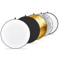 5-in-1 Portable Round 43", 110cm Light Reflector Collapsible Multi-Disc With Bag For Studio Photography And Outdoor Lighting. 
