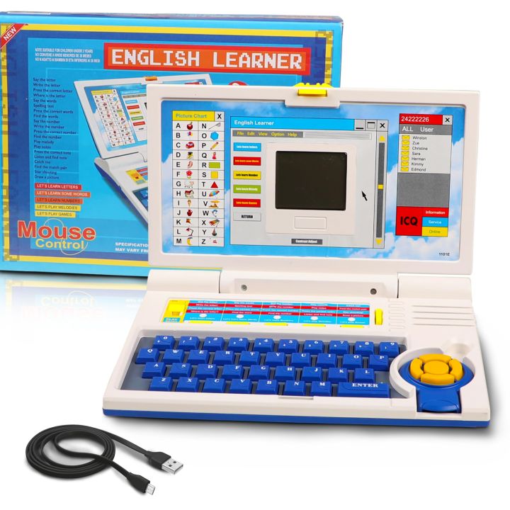 Laptop Game for English Learning and Vocabulary Educational Computer Toy with Mouse for Kids Above 3 Years