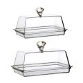 Convenient Acrylic Clear Butter Dish Rectangular Transparent Butter Keeper Tray Reusable with Handled Lid Butter Dish Container Kitchen. 