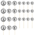 24Pcs Disco Ball Cupcake Toppers Happy Birthday Cake Topper Disco Ball Cake Picks Theme Cake Decor for Disco Theme Party. 