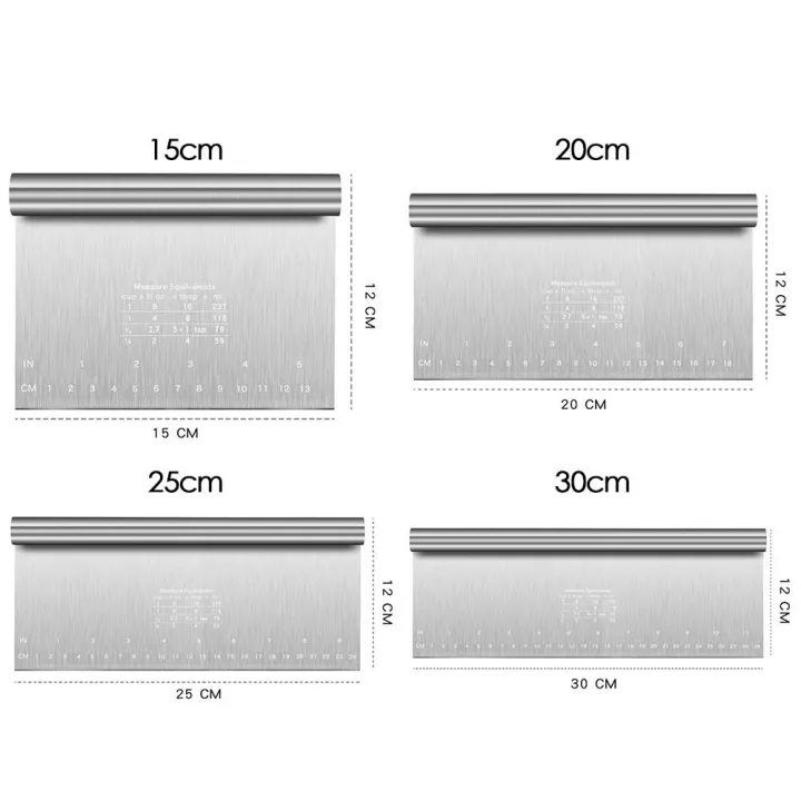 Multi-purpose Stainless Steel Bench Scraper Pasta Dough Scale Ruler ...