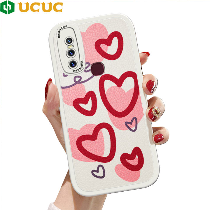 UCUC for Vivo V15 1819 Back Cover INS Style Love Flowers Soft PU