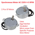 2 Pcs Synchronous Motor 5/6 RPM AC 220V-240V 4 Watts Incubator Kit Motor Oven Motor - Small Gear Motor |. 