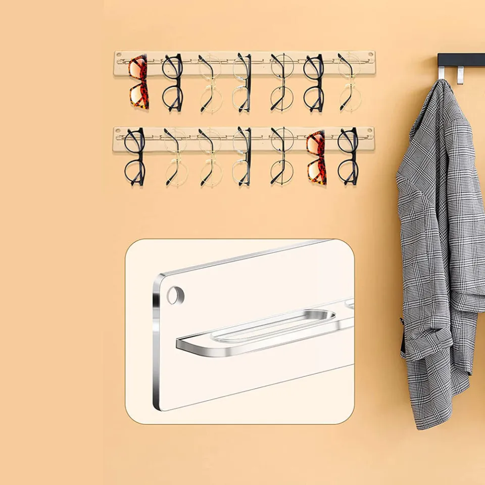 MaxGear Wall-Mounted Sunglasses Organizer - Acrylic Display Rack For Multiple Glasses & Eyewear
