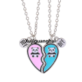 Xujiguanghui Cute Panda Heart Necklace for Women Chinese Panda Broken Heart Clavicle Chain BFF Best Friends Jewelry Gifts for Bestfriend Girl. 