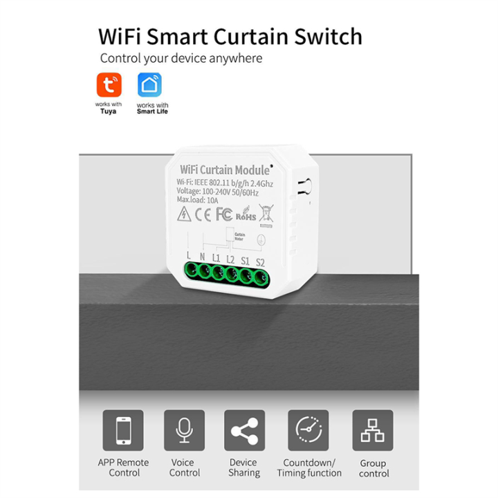 1%20PCS%20Tuya%20WIFI%20Smart%20Curtain%20Module%20Switch%20APP%20Remote%20Control%20White%20Plastic%20for%20Alexa%20Home%20Voice%20Control%20-%20Image%202