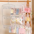 Hanging space hanger multi-functional double-layer single hanger sock dry storage box underwear hit new style/wardrobe windproof saving drying rack underwear. 