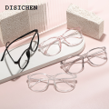 DISICHEN Profesional Transparent Large Frame Computer Glasses Women Round Anti Blue Light Optical Spectacle Flat Lens Eye Protection Plain Glasses. 