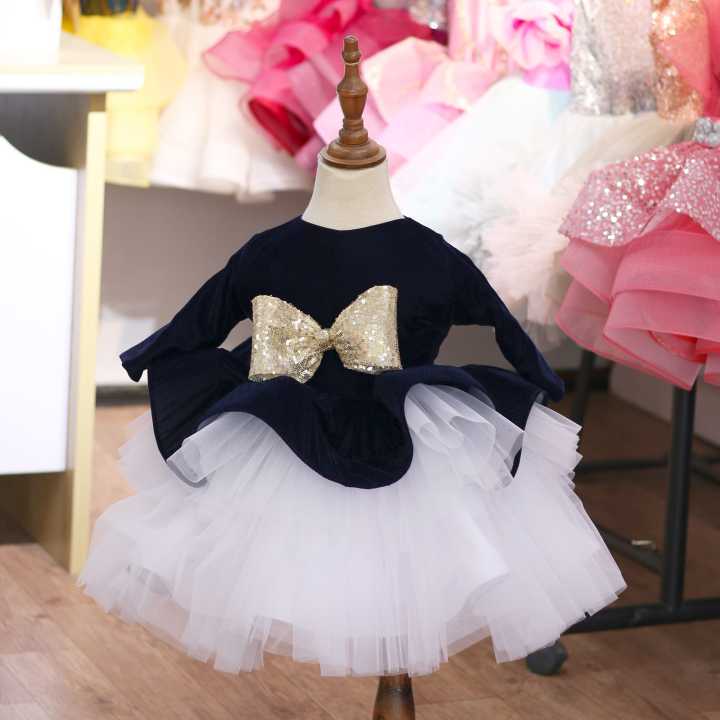 Black White Color Velvet Dress For Baby Girls By Jimee Kids Couture Daraz .np