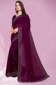 Fashionable Embellished Purple Georgette Silk Blend Saree For Women With Lace Banglori Blouse (Unstitched). 