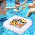 Summer PVC Inflatable Serving Bar Portable Multi-functional Inflatable Floating Tray Drink Tray Lightweight Pool Float Tray Party Supplies. 