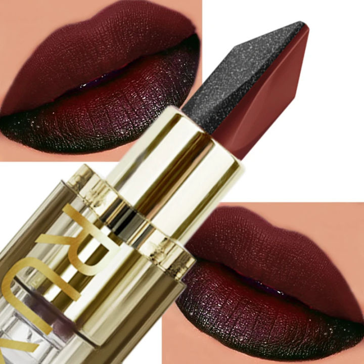 New%201PC%20Glitter%20Waterproof%20Two-tone%20Lipstick%20Matte%20Non-stick%20Pearlescent%20Diamond%20Lip%20Tint%20Red%20Black%20Brown%20Lips%20Makeup%20for%20Women%20Cosm%20-%20Image%206